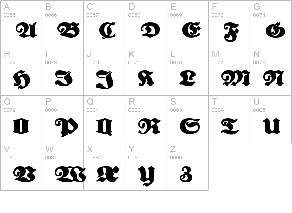 Urdeutsch uppercase A-Z preview
