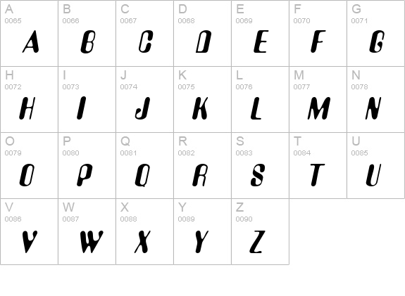 Urkle Italic uppercase A-Z preview