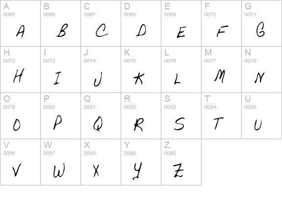 UrsasHand Regular uppercase A-Z preview
