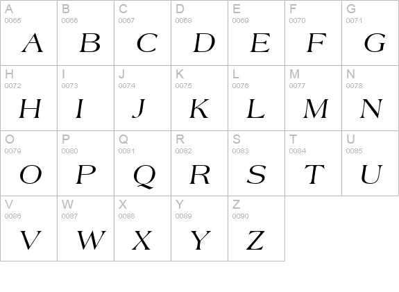 URWAmericanaT Italic uppercase A-Z preview