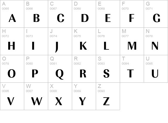 URWImperialTOTExtBolNar uppercase A-Z preview