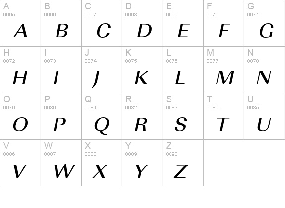 URWImperialTOTMedExtWid Oblique uppercase A-Z preview