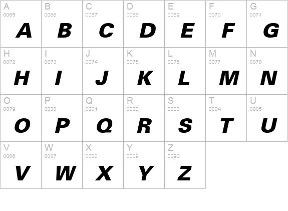 USABlack Italic uppercase A-Z preview