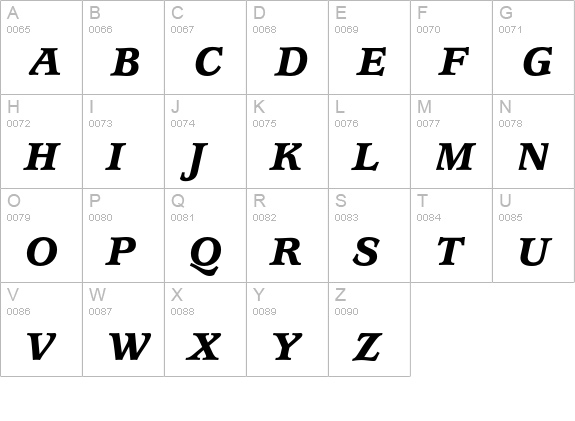 UsherwoodEF-BlackItalic uppercase A-Z preview