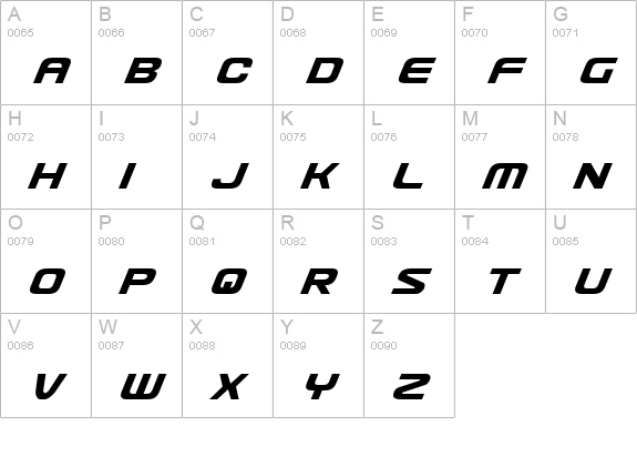 Usuzi Italic uppercase A-Z preview