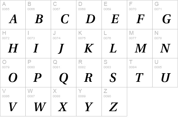 Utopia Semibold Italic uppercase A-Z preview