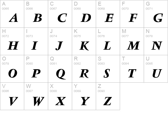 V691-Roman-BoldItalic uppercase A-Z preview