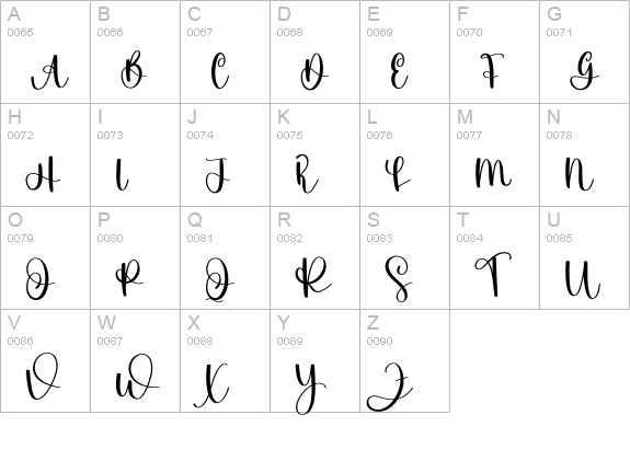 Vacattion uppercase A-Z preview