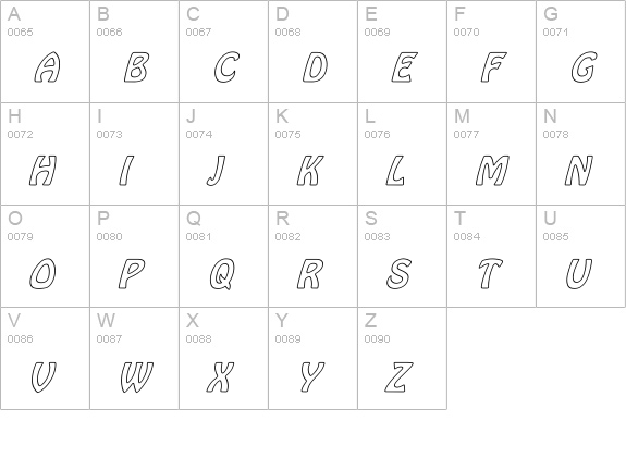 Vagabond Hollow Italic uppercase A-Z preview