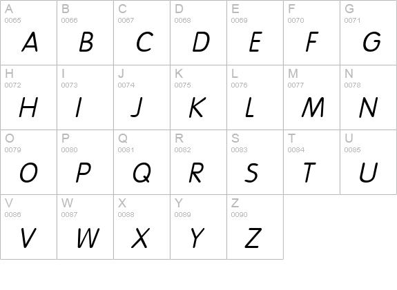 Vagabond Italic uppercase A-Z preview