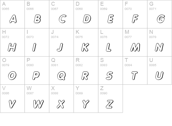 VagabondShadow Italic uppercase A-Z preview