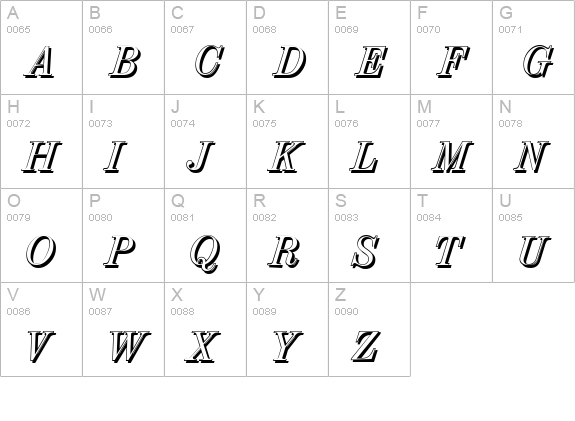 ValenciaShadow-Italic uppercase A-Z preview