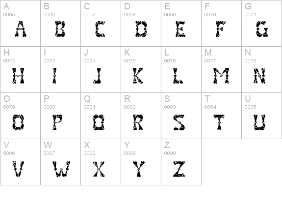 ValenteenaBroken uppercase A-Z preview