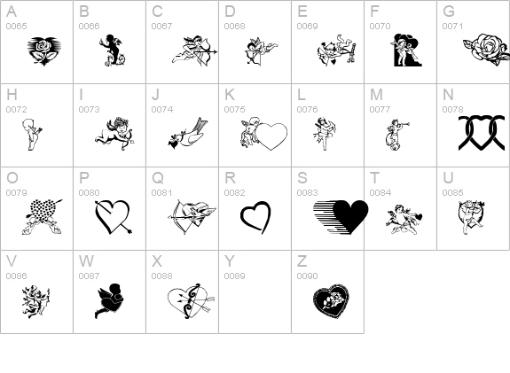 Valentin uppercase A-Z preview