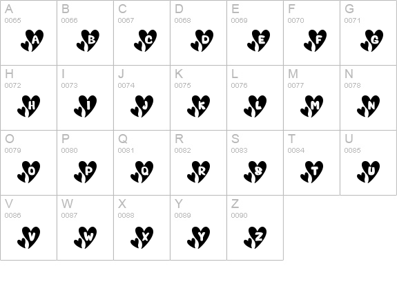 Valentine Caps uppercase A-Z preview
