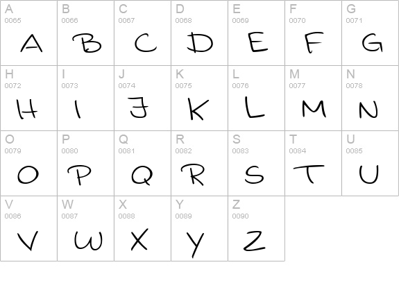 Valerian Handwriting uppercase A-Z preview