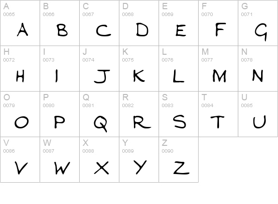 ValeriesHand Regular uppercase A-Z preview