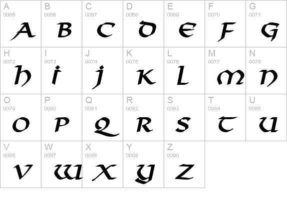 Valhalla BoldItalic uppercase A-Z preview