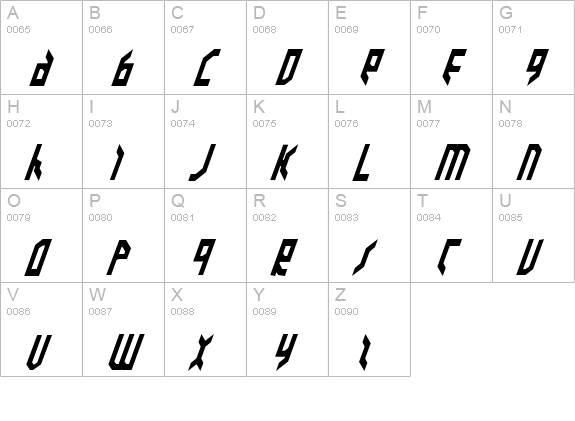 Valkyrie Bold Italic uppercase A-Z preview