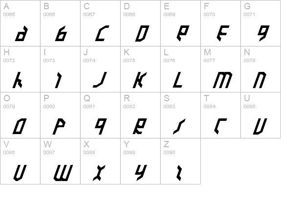 Valkyrie Expanded Italic uppercase A-Z preview