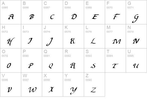 Valley Forge Italic uppercase A-Z preview