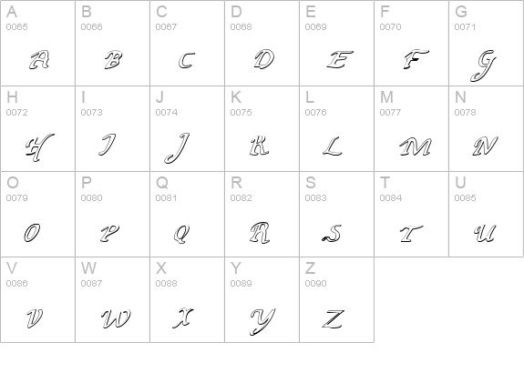 Valley Forge Outline Italic uppercase A-Z preview