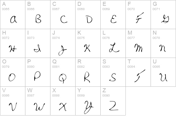 VanessasHand Regular uppercase A-Z preview