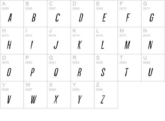 Vanishing Boy BTN Light Oblique uppercase A-Z preview