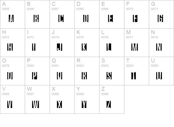 Vanishing Boy BTN Reversed uppercase A-Z preview