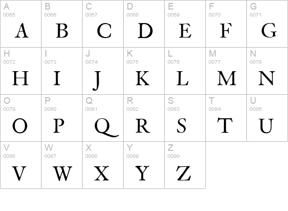 VanityBook-Regular uppercase A-Z preview