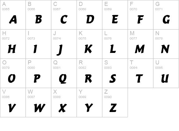 VarioEF-RegularItalic uppercase A-Z preview