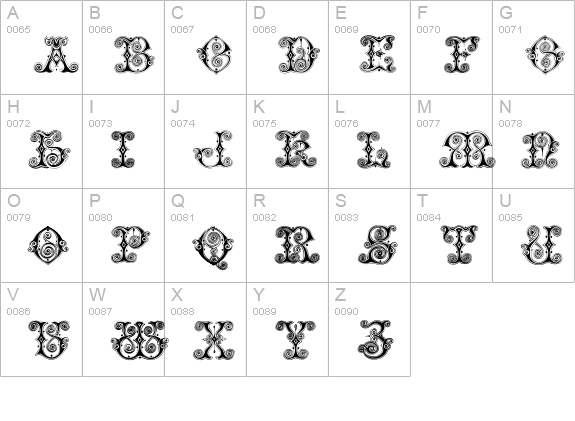 VaticanianInitials uppercase A-Z preview