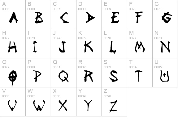Vaudoo2RF uppercase A-Z preview