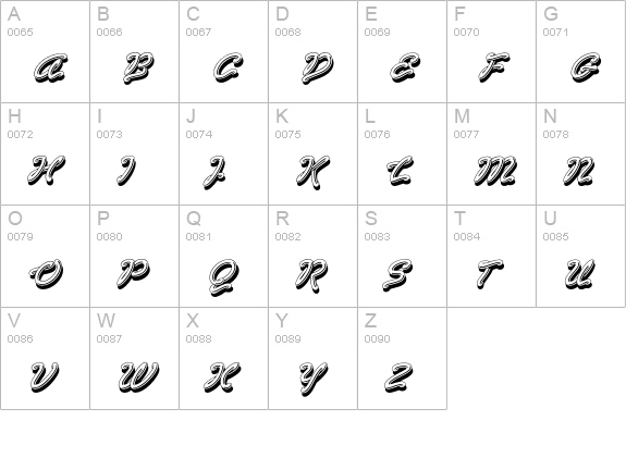 VegasICG uppercase A-Z preview