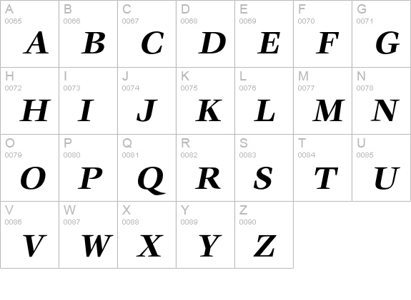 VeljovicBoldItalic uppercase A-Z preview