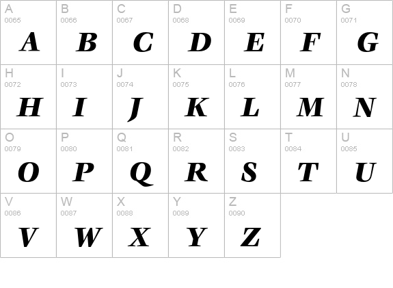 VeljovicEF-BlackItalicOsF uppercase A-Z preview