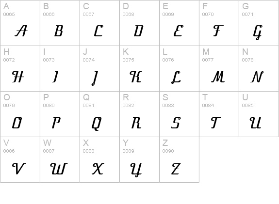 Velocette uppercase A-Z preview