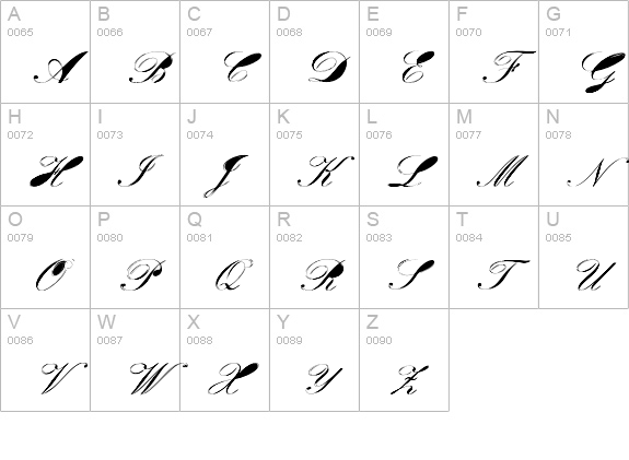 Velvet uppercase A-Z preview