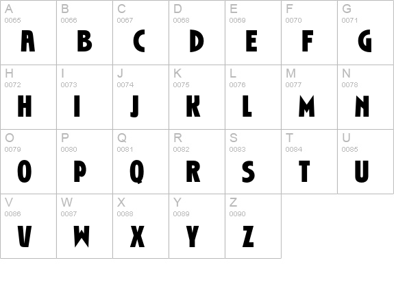 VenusGothicBold uppercase A-Z preview