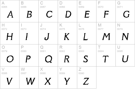 VeracruzAntique-Italic uppercase A-Z preview