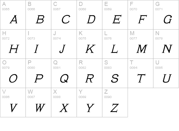 Verena Italic uppercase A-Z preview