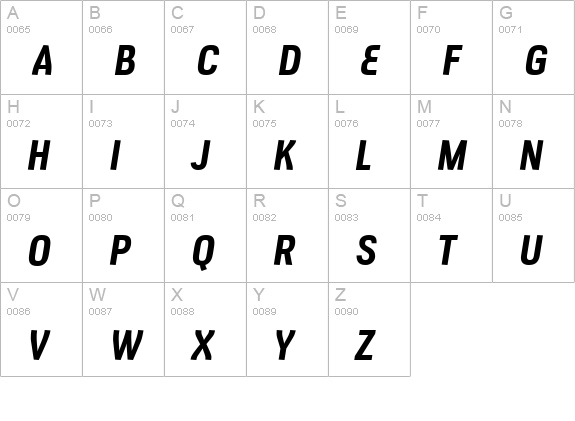Veriox Rg Bold Italic uppercase A-Z preview