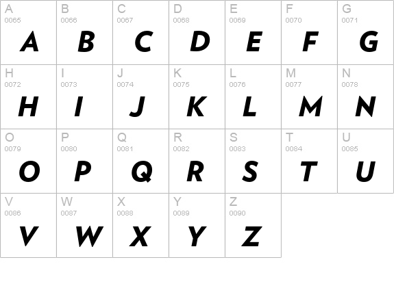 Verlag Black Italic uppercase A-Z preview