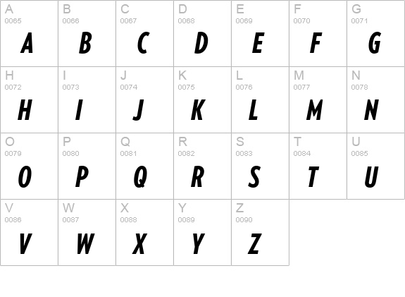 Verlag Compressed Black Italic uppercase A-Z preview