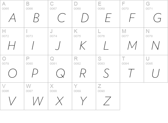 Verlag XLight Italic uppercase A-Z preview