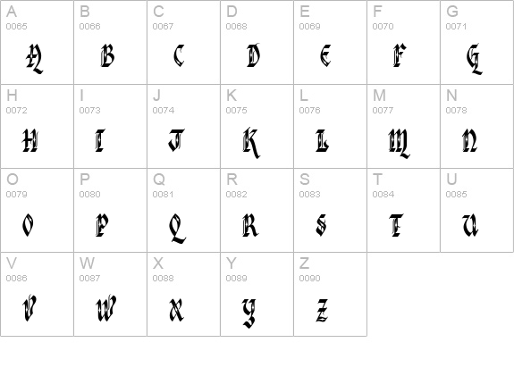 Verona Gothic Flourishe uppercase A-Z preview