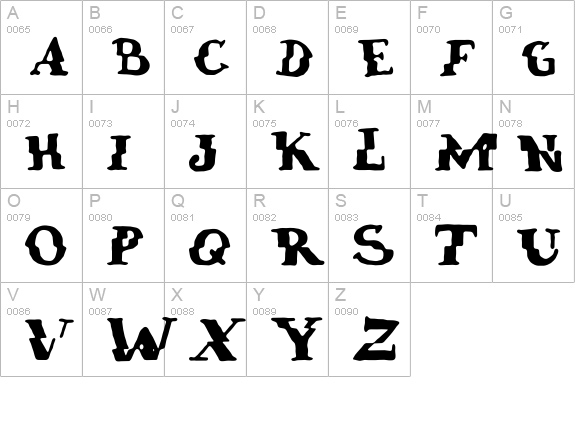 verrutscht uppercase A-Z preview