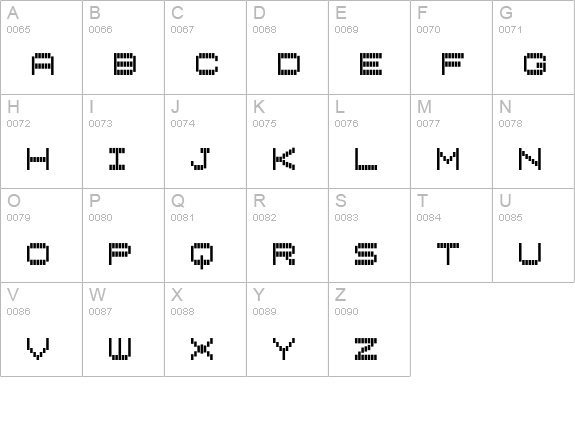 Vertical Tuning uppercase A-Z preview