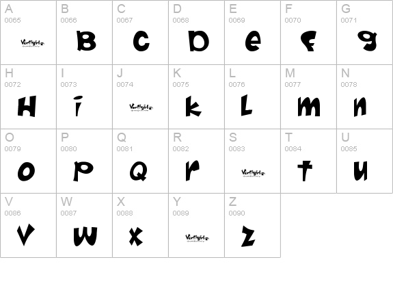 Vertigirl uppercase A-Z preview
