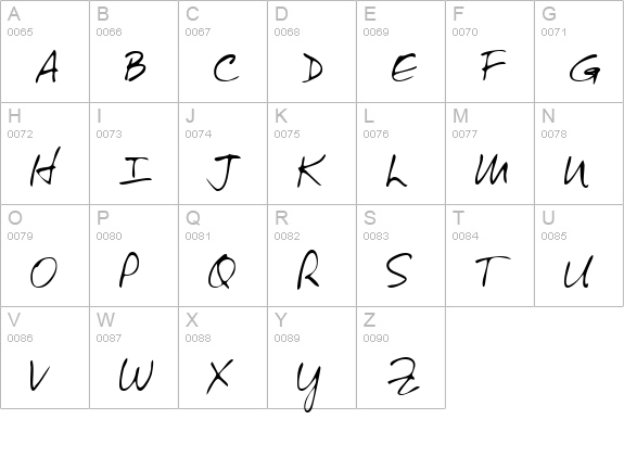 VictorsHand Regular uppercase A-Z preview